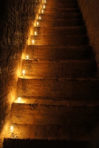 Stone stairway go up candles photo