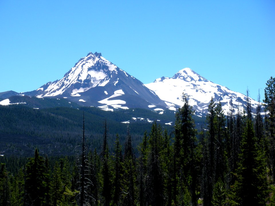 View of Three Sisters from Linton Lake, Willamette National Forest