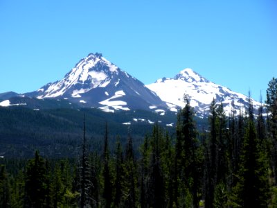 View of Three Sisters from Linton Lake, Willamette National Forest