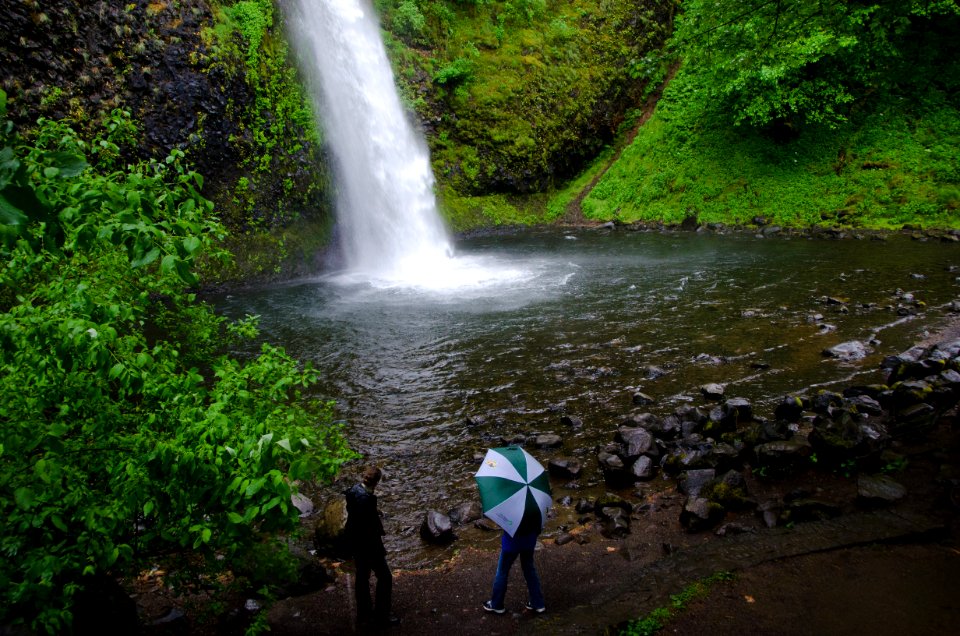Hikers at Lower Horsetail Falls-Columbia River Gorge