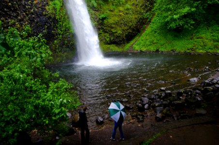Hikers at Lower Horsetail Falls-Columbia River Gorge