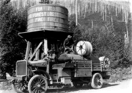 191364 FS Truck at Water Tower, Olympic NF, WA
