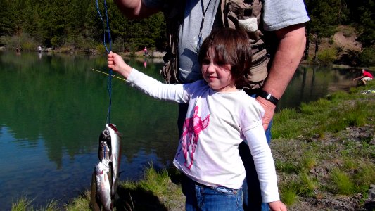Young Girl Trout Fishing-Mt Hood photo
