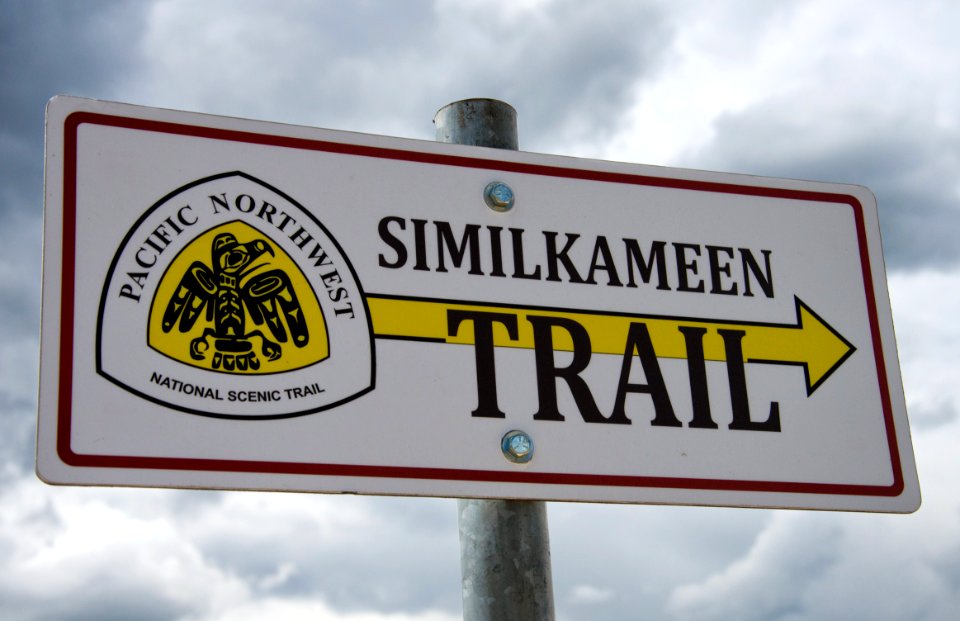 Pacific Northwest Trail and Similkameen Trail sign close up