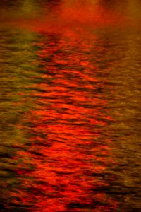 red and gold lights on water, Las Vegas photo