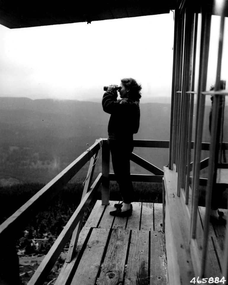 Dorothy Lynch at Sisi Butte Lookout Tower, 1951