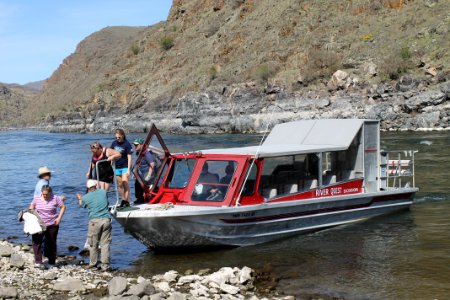 Group exiting Jet Boat in Hells Canyon, Wallowa-Whitman National Forest photo