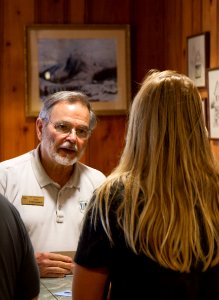 Forest Service Ranger talking with Young Woman at Glacier Public Service Center, Mt Baker Snoqualmie National Forest