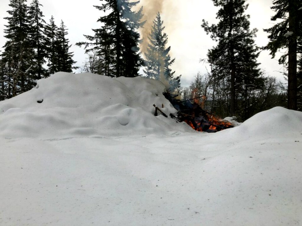 2019 02 19 Firefighters pile burning east of Bingen, WA in the Columbia River Gorge National Scenic Area. Photo by Roland Rose 2