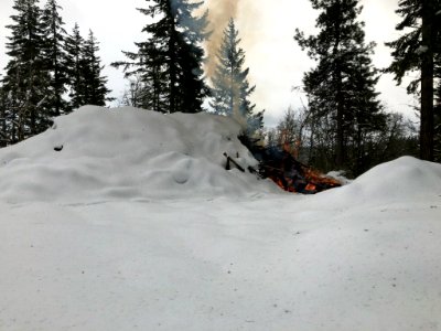 2019 02 19 Firefighters pile burning east of Bingen, WA in the Columbia River Gorge National Scenic Area. Photo by Roland Rose 2