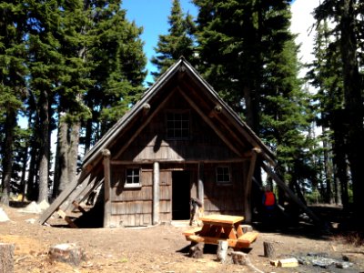 Cabin and Workers, Mt Hood National Forest photo