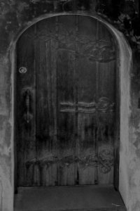 old door, solarized photo