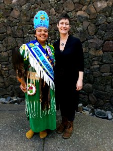 Thyreicia Simtustus, 2018 Miss Warm Springs, with Heart of Oregon Corps Executive Director Laura Handy, Ochoco NF and Crooked River National Grassland