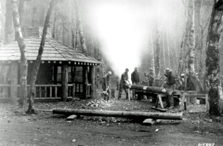 315992 CCC Constructing Community Kitchen and Table, Olympic NF, WA 1935 photo