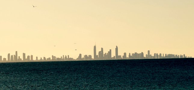 Golden City of shilloutes/ Gold Coast beach