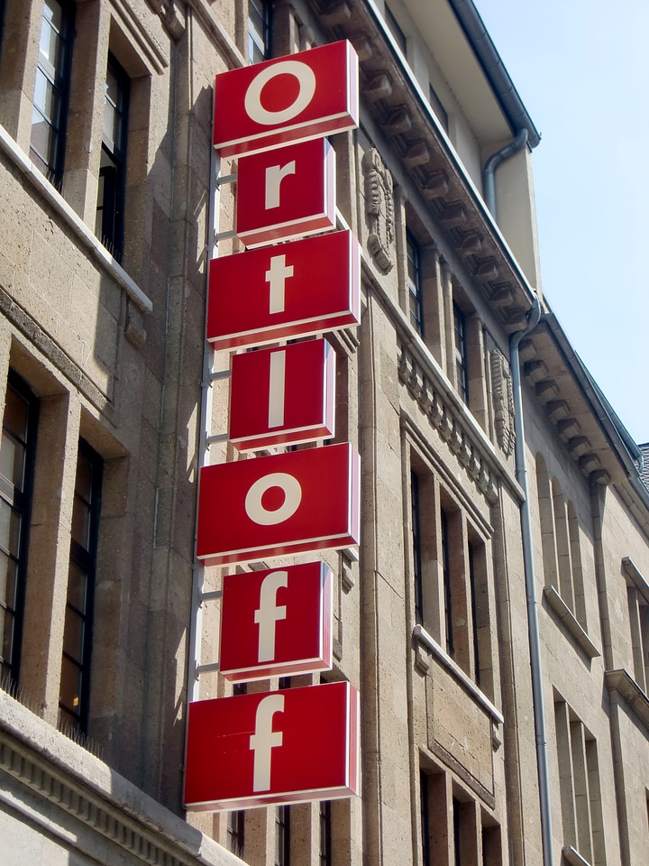 Advertisement lettering red