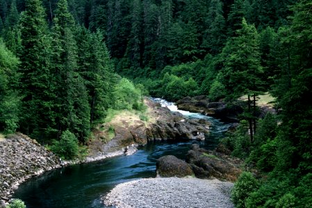 Recreation Clackamas River fishing at the Narrows on Mt. Hood National Forest