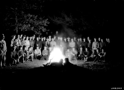 348549 Fire Guard Training Camp at Night, Malheur NF, OR 1937