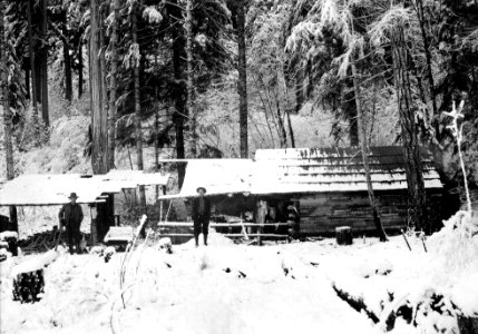 Boundary RS (old cabin) with Oscar Houser & John Kuhns in Winter 1910-11