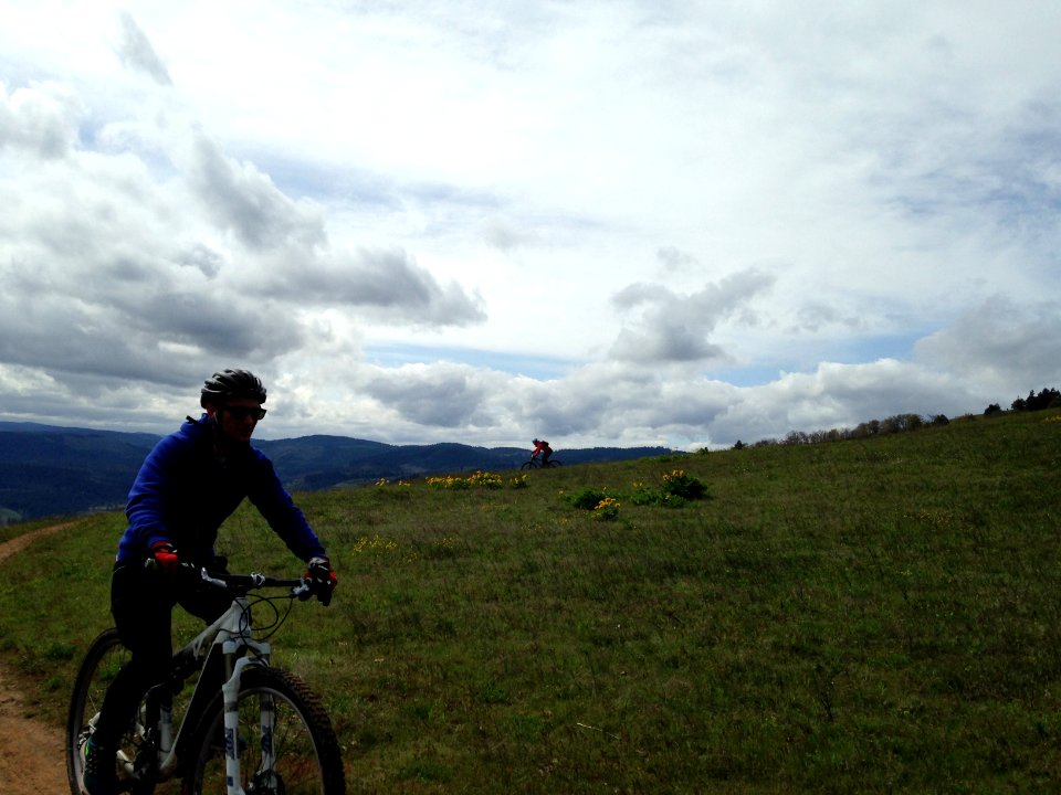 Mountain Bikers on Syncline Trail, Columbia River Gorge
