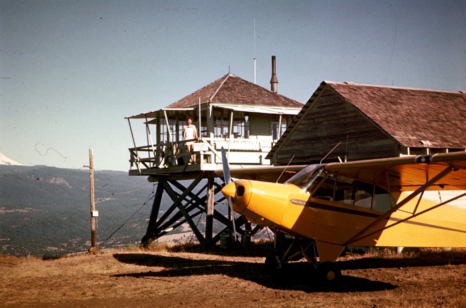 537  Mt Hood Nat'l Forest ODF Postage Stamp Fire Lookout and observer plane