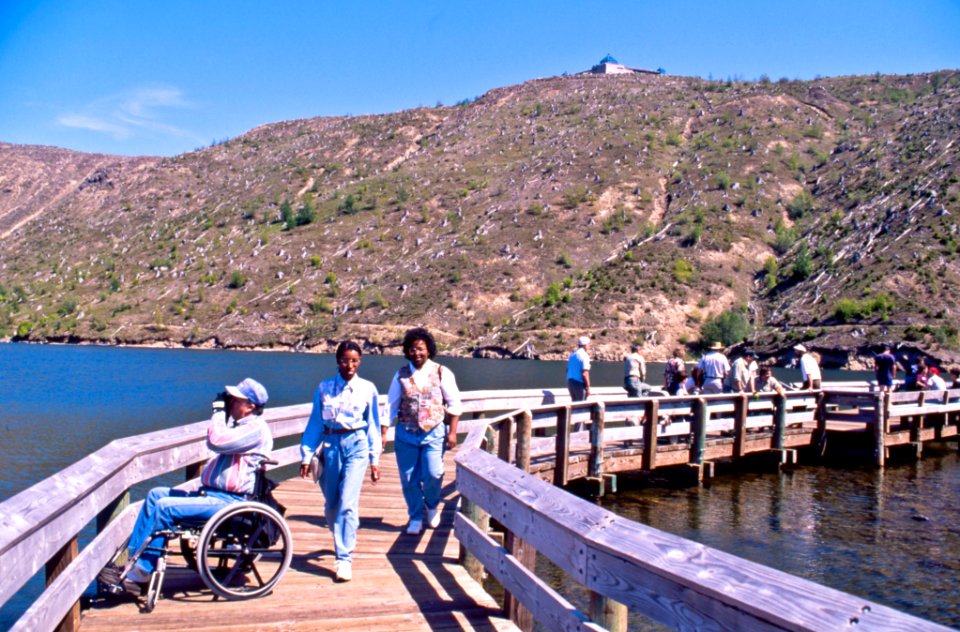 People using Accessible Path at Clearwater Lake-Gifford Pinchot