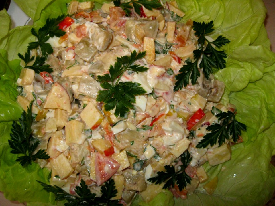 eggplant salad tomatoes apples