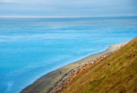 People enjoying a pleasant winter day on the Pacific Northwest Trail at Fort Ebey State Park photo