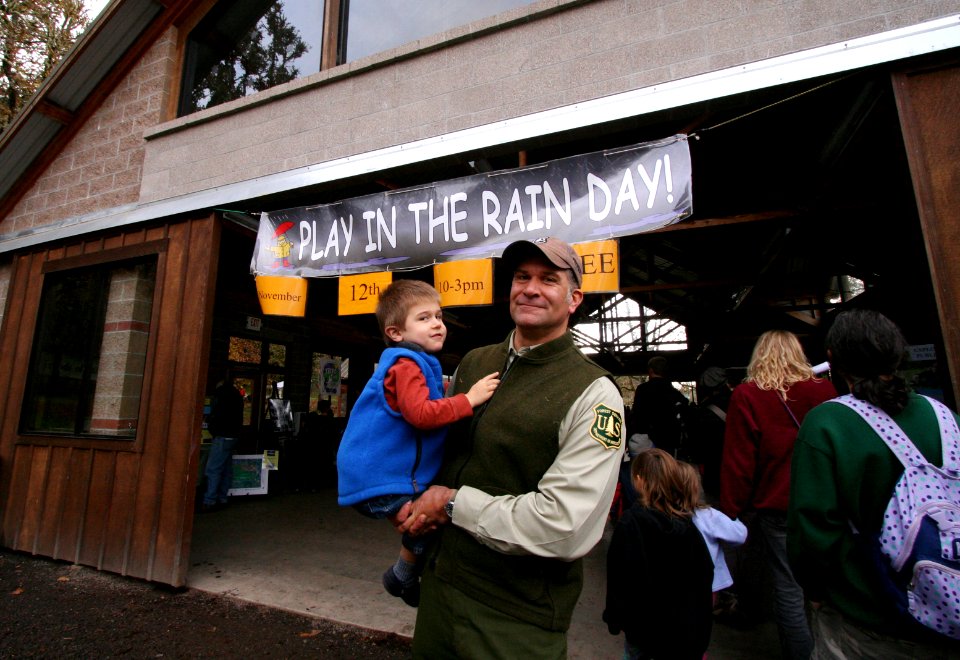Play in the Rain Day-Karl and Son Welcome Visitors, Willamette National Forest