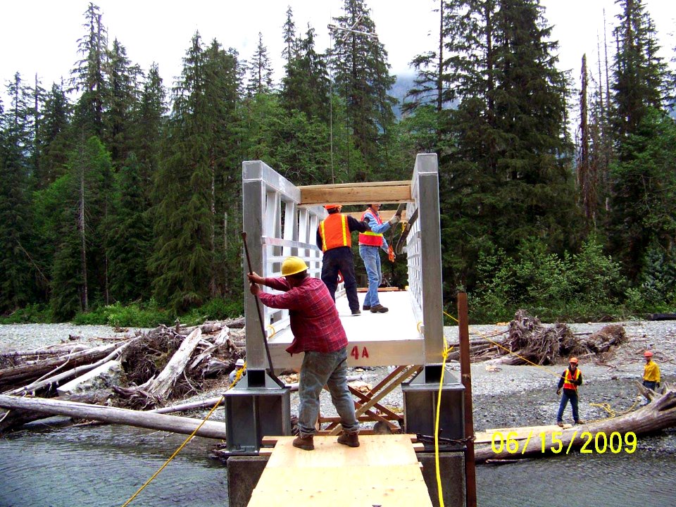 US Forest Service Workers Assembling Bridge, Mt Baker Snoqualmie National Forest