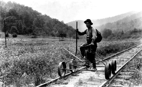 Perry Davis on Speeder Fire Patrol, Pisgah NF, NC 1923
