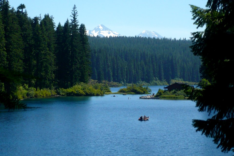 Middle and South Sister from Clear Lake, Willamette National Forest