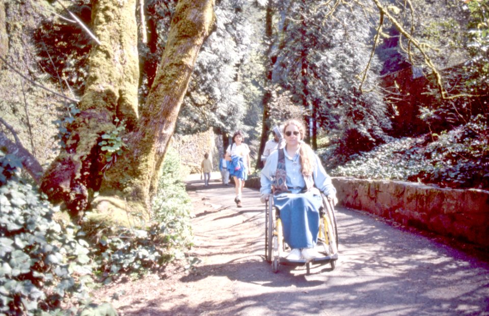 Nancy Coyote using Accessible Trail-Columbia River Gorge