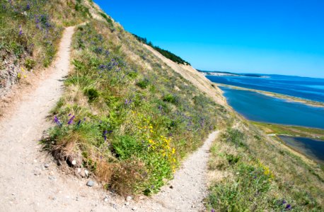 The Pacific Northwest Trail dropping down the bluffs of Ebeys Landing