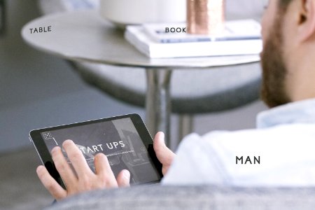 CodiePie Man Sitting On Arm Chair Using Tablet - Reveal Content