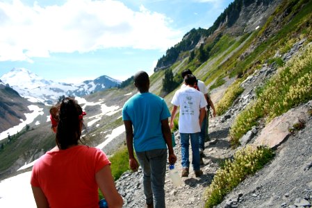 Youth Hiking on Ptarmigan Ridge, Mt Baker Snoqualmie National Forest