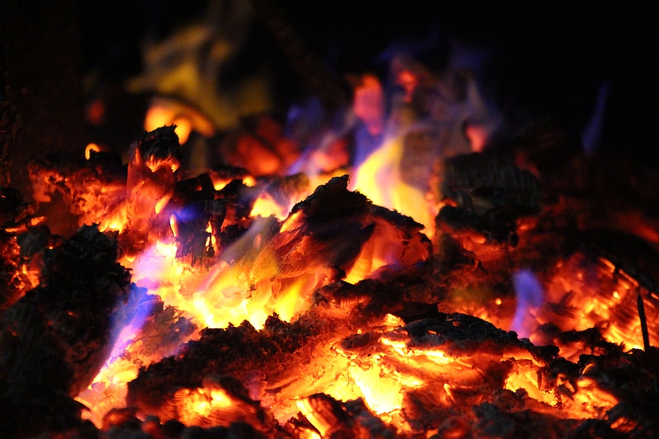 Flame ashes campfire