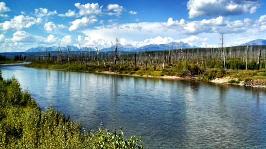 Looking across the Flathead River toward Glacier National Park, just south of the PNT crossing