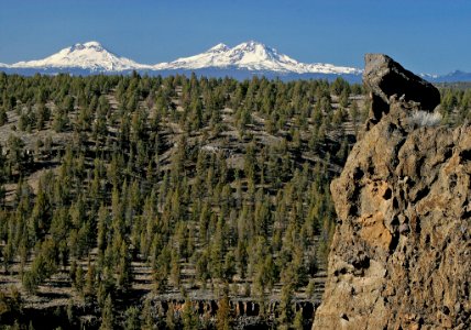 Three Sisters above Deschutes River-Ochoco and Deschutes photo