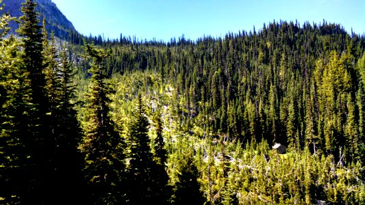 Boulder Shelter provides a resting place before hikers climb up Constance Pass into Olympic National Park