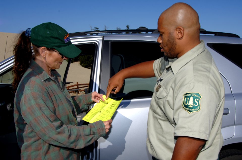 Field Ranger explaining Permit at Sand Camp, Siuslaw National Forest