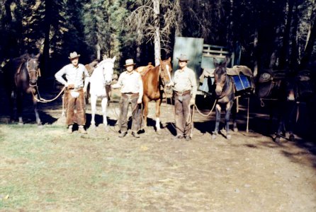 Wallowa-Whitman NF - Roy Sims, Arlyn Beck, Hubert Paurlie at Bear Cr, OR 1967 photo