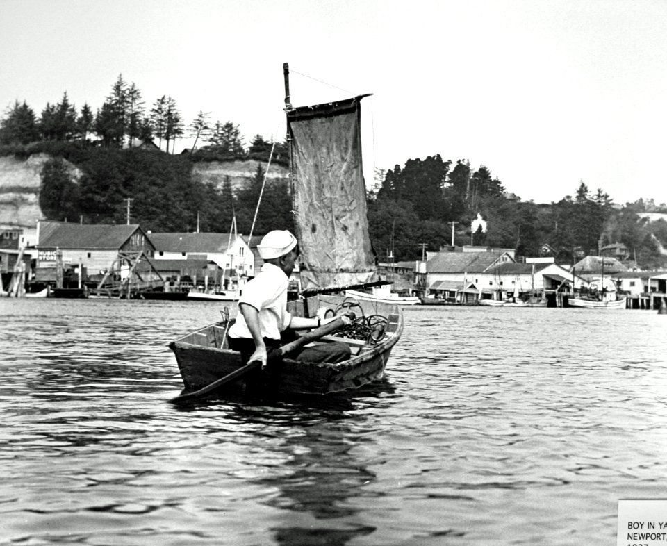 Boy in Yaquina Bay, Newport, OR 1937