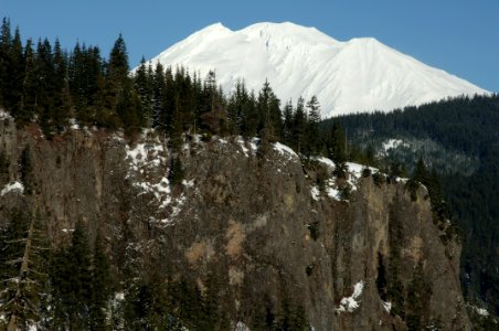 Basalt cliffs & Mt Adams-Gifford Pinchot