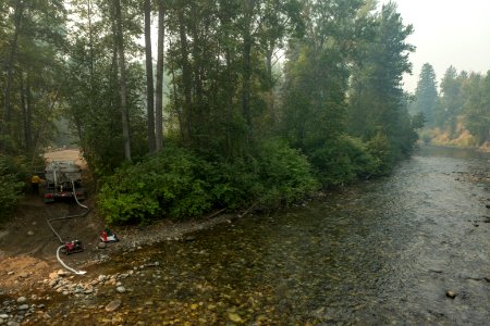 Water tender filling at the Twisp River