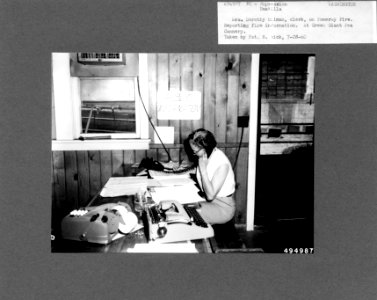 494987 Dorothy Gilman, Pomery Fire, Green Giant Pea Cannery, Umatilla NF, WA 1960
