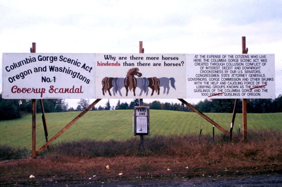 Mt. Hood NF - Anti-Columbia River Gorge NSA Sign, OR 1994