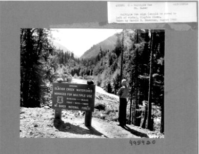 495920 Multiple Use Sign with Clayton Olsen, Mt. Baker NF, WA 1960 photo