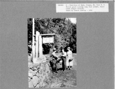 Ranger Issuing Camp Fire Permit, Eagle Creek RS, Mt. Hood NF, OR 1936