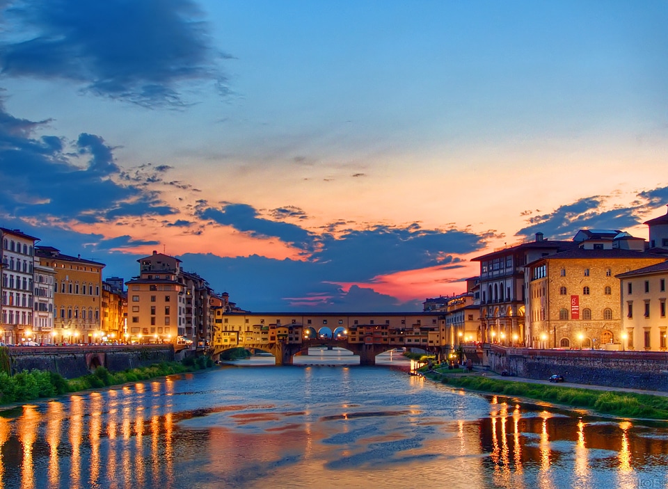 Ponte vecchio sunset in florence bridge photo